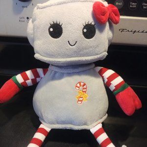 Robot Girl Christmas candycane android stuffed technology holiday bow Plush Euc!
